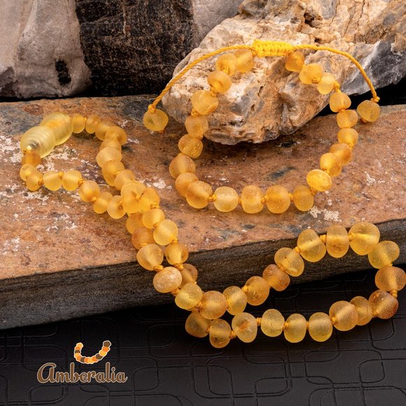 Baby teething Baltic Amber Necklace an bracelet Set 13" and adjustable bracelet - Picture 14 of 16